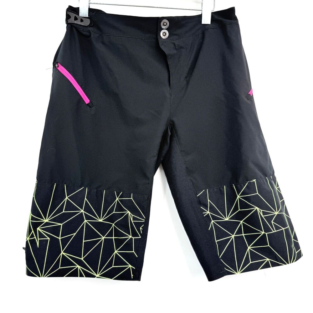Sombrio Womens‎ XL Vista Mountain Biking Shorts Black Green Zip Active Outdoor
